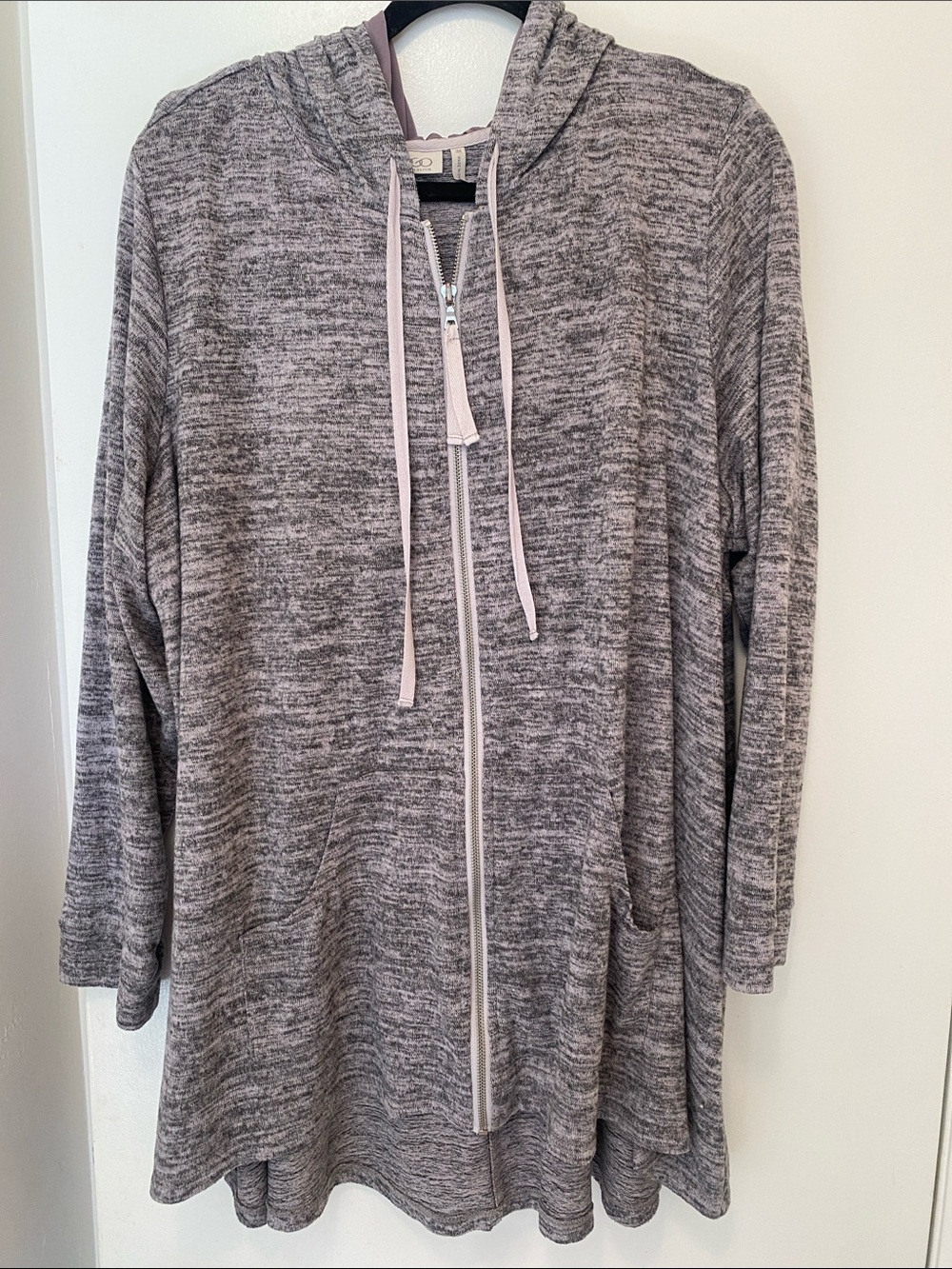 LOGO by Lori Goldstein Gray Marled Zip Hoodie 3X